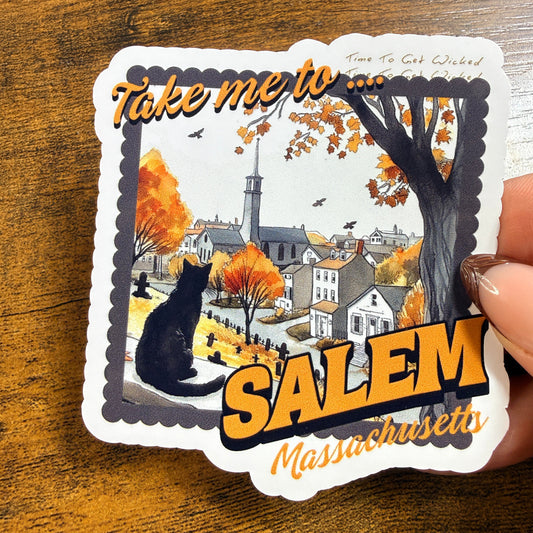 Take Me to Salem White Vinyl Sticker
