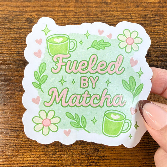 Fueled By Matcha White Vinyl Sticker