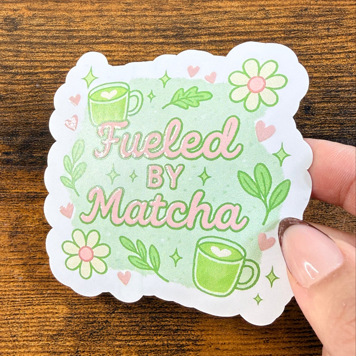 Fueled By Matcha White Vinyl Sticker