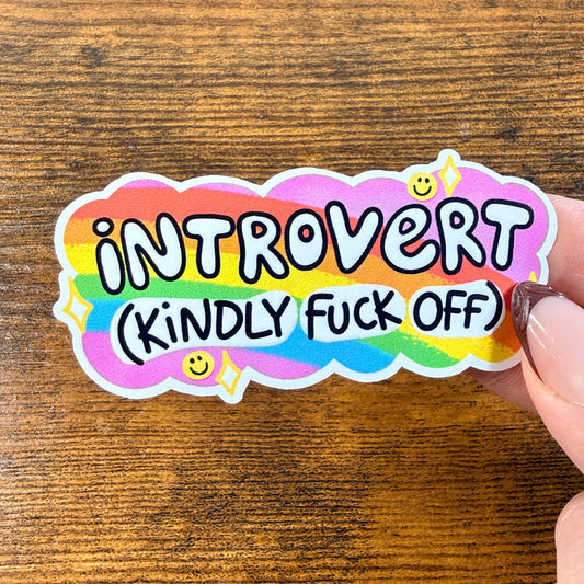 Introvert White Vinyl Sticker
