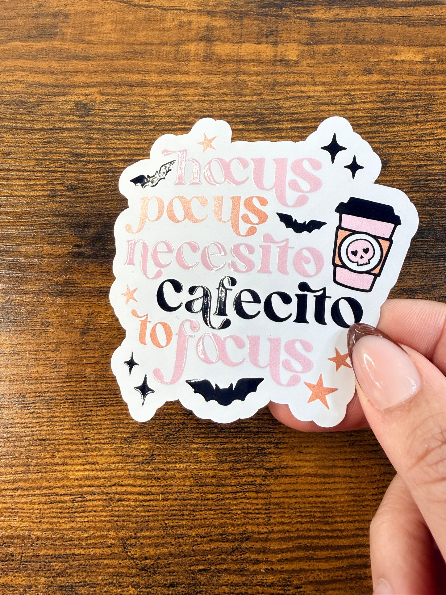 Hocus Pocus Necesito Cafecito to Focus Vinyl Sticker