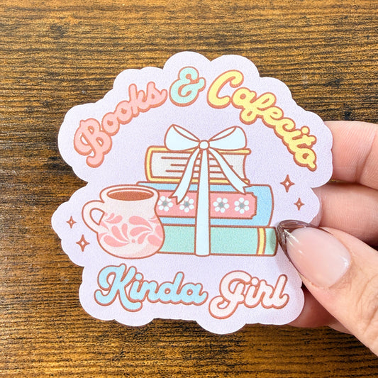 Books & Cafecito Kinda Girl Vinyl Sticker