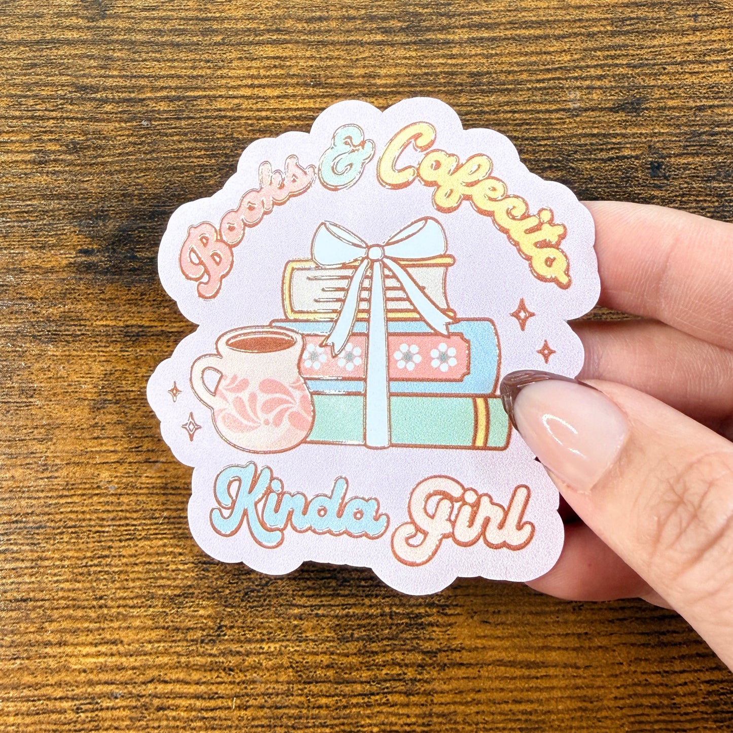 Books & Cafecito Kinda Girl Vinyl Sticker