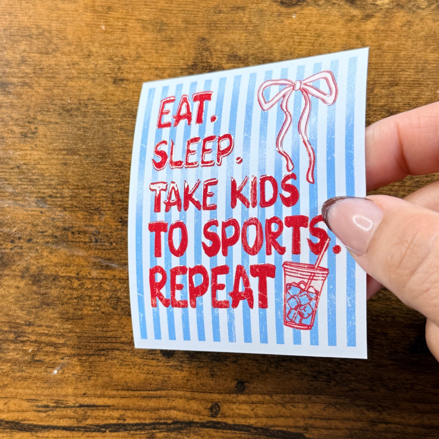 Eat Sleep Take Kids to Sports White Vinyl Sticker