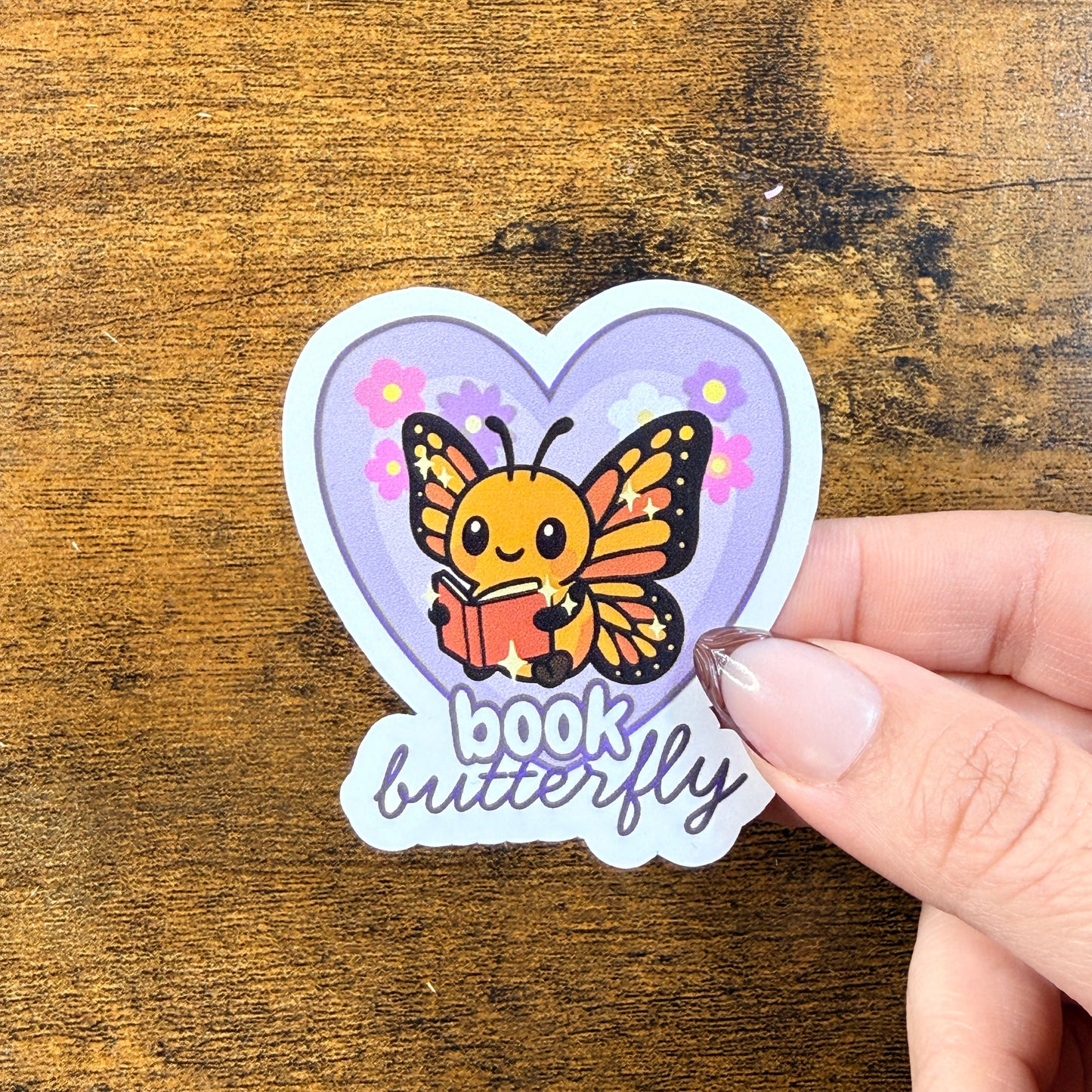 Book Butterfly White Vinyl Sticker 2.5"