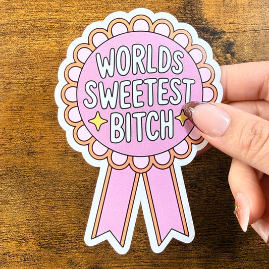 Worlds Sweetest  White Vinyl Sticker 4"