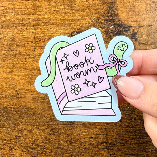 Book Worm Vinyl Sticker 2.5"