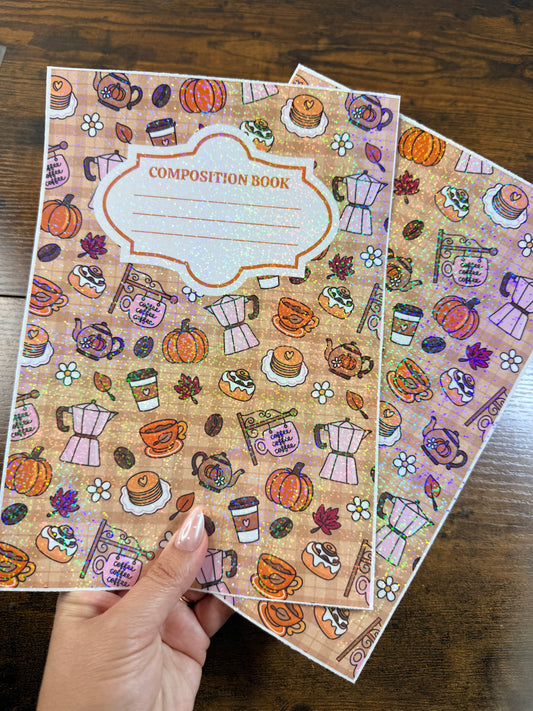 Fall Coffee Holographic Notebook Cover