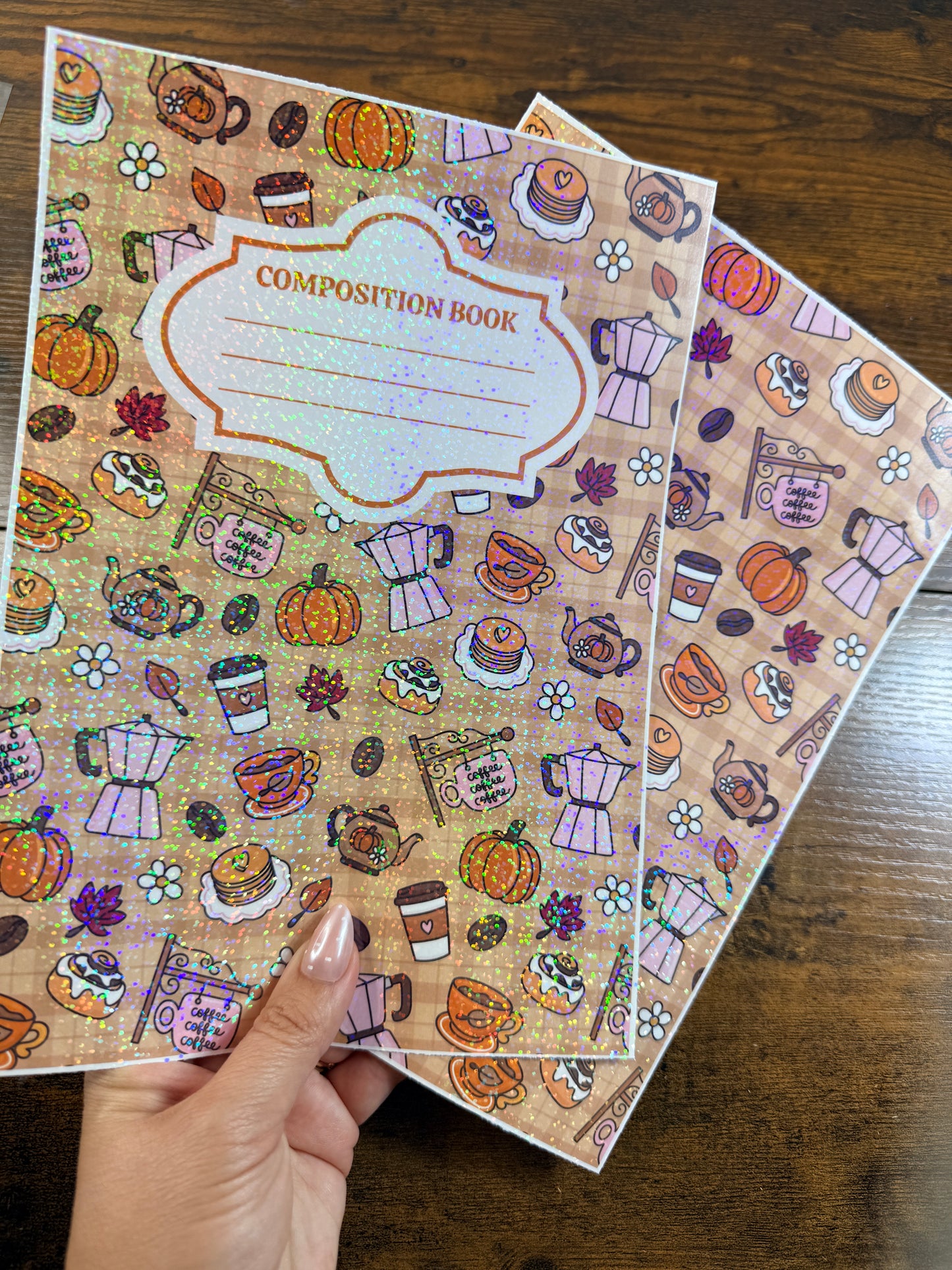 Fall Coffee Holographic Notebook Cover