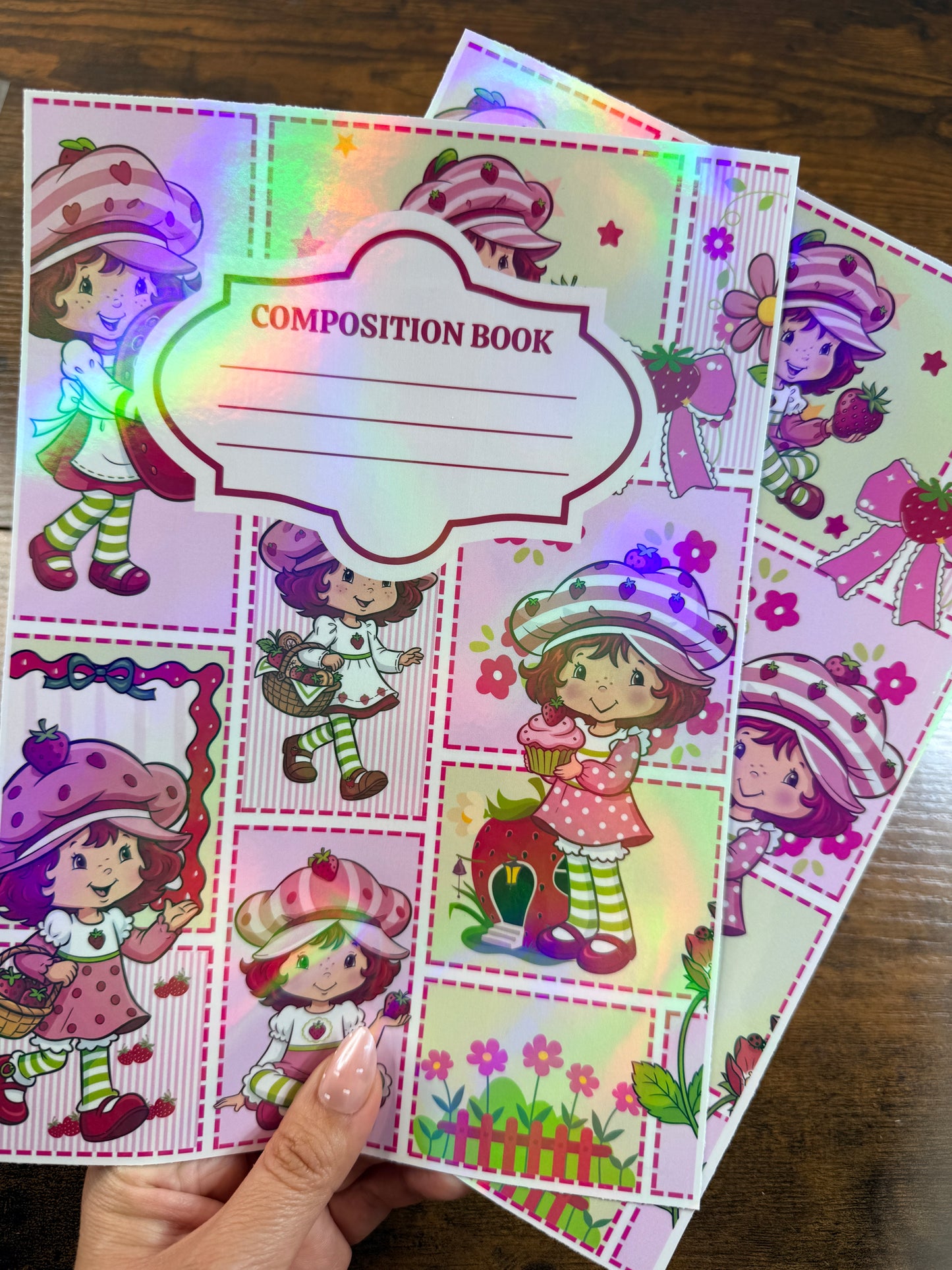 Strawberry Girl Holographic Notebook Cover
