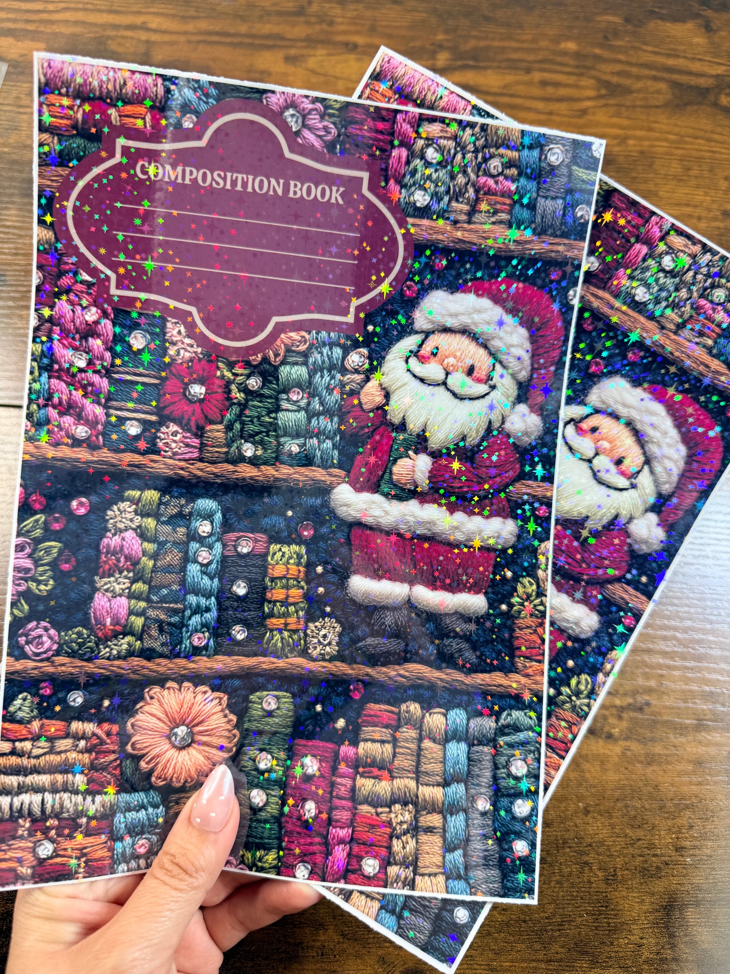 Knitted Santa Holographic Notebook Cover
