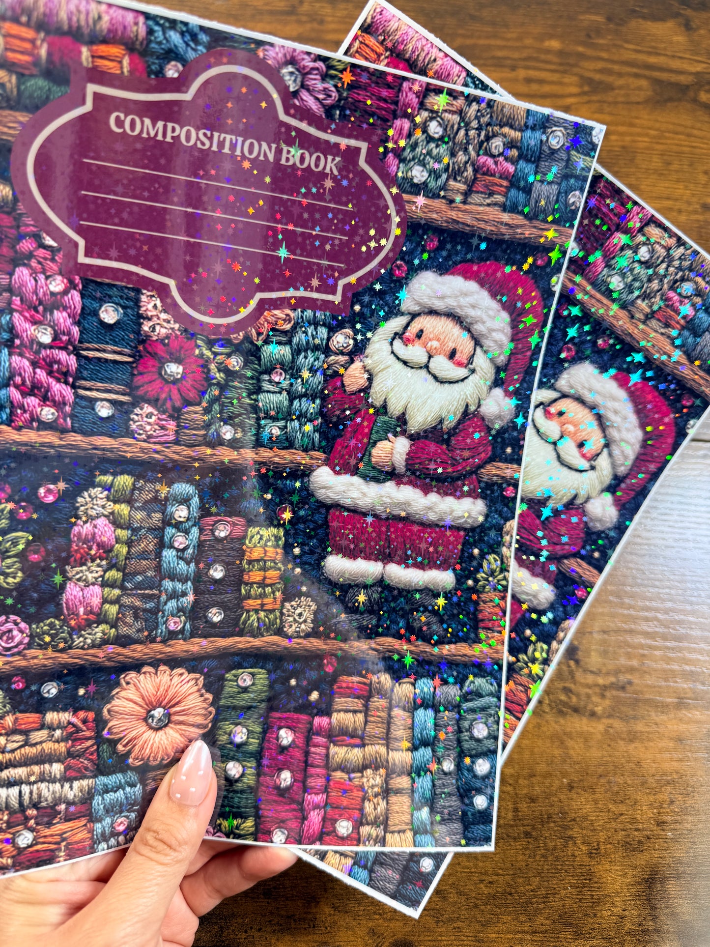 Knitted Santa Holographic Notebook Cover