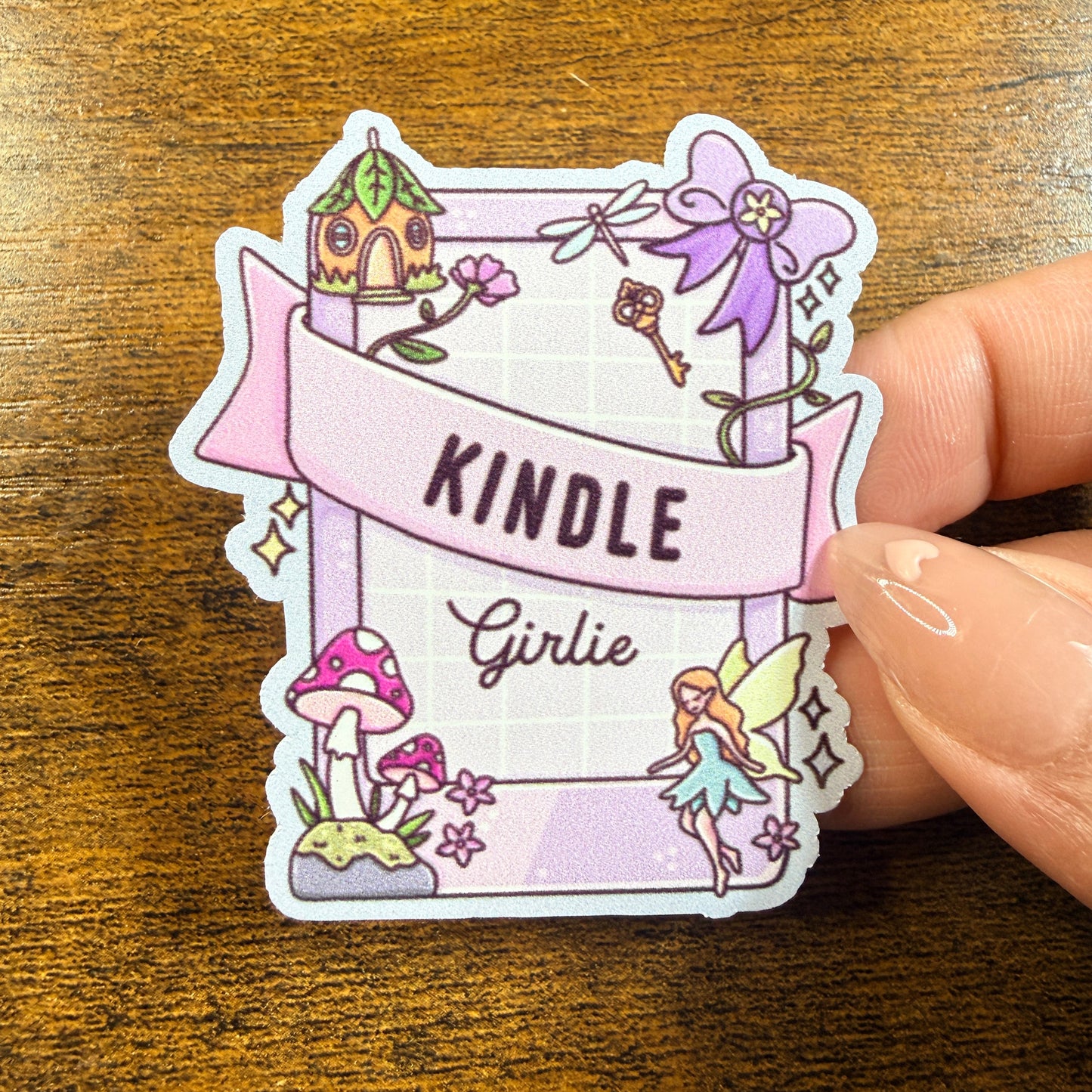 Kindle Girlie White Vinyl Sticker 2.5"