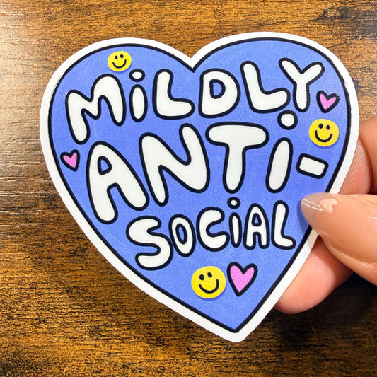 Mildly Anti-Social White Clear Vinyl Sticker
