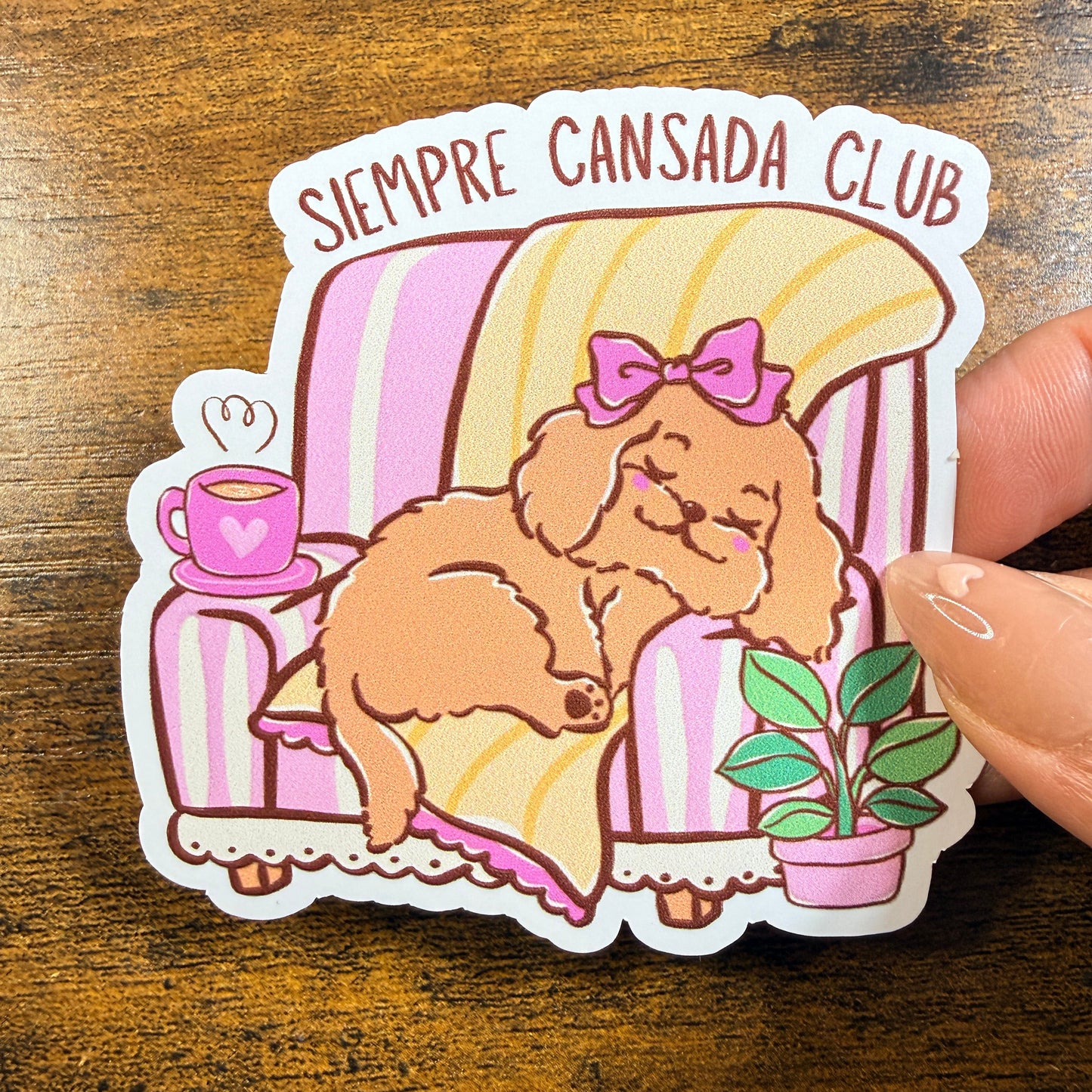 Siempre Cansada Club White Vinyl Sticker