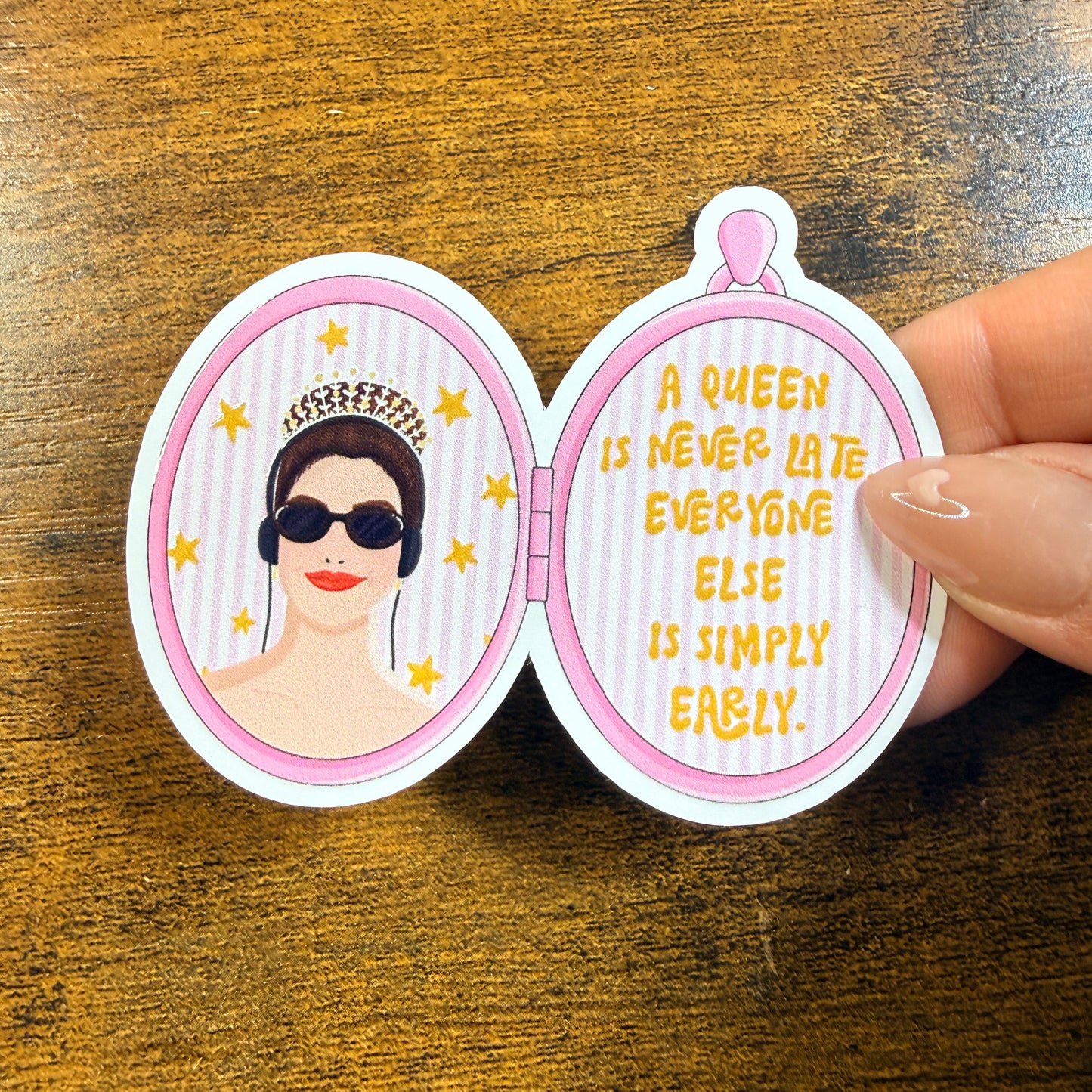 A Queen Is Never Later White Vinyl Sticker
