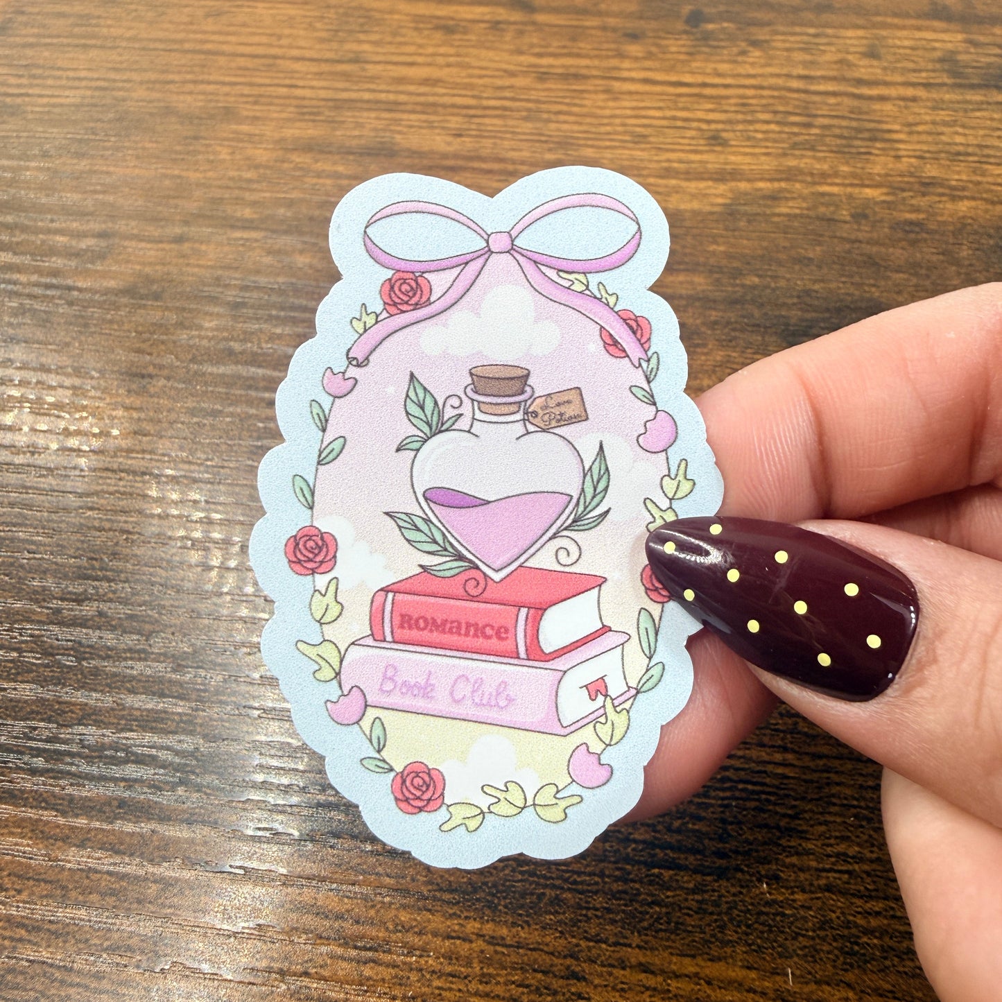 Romance Book Club Frame White Vinyl Sticker 2.5"