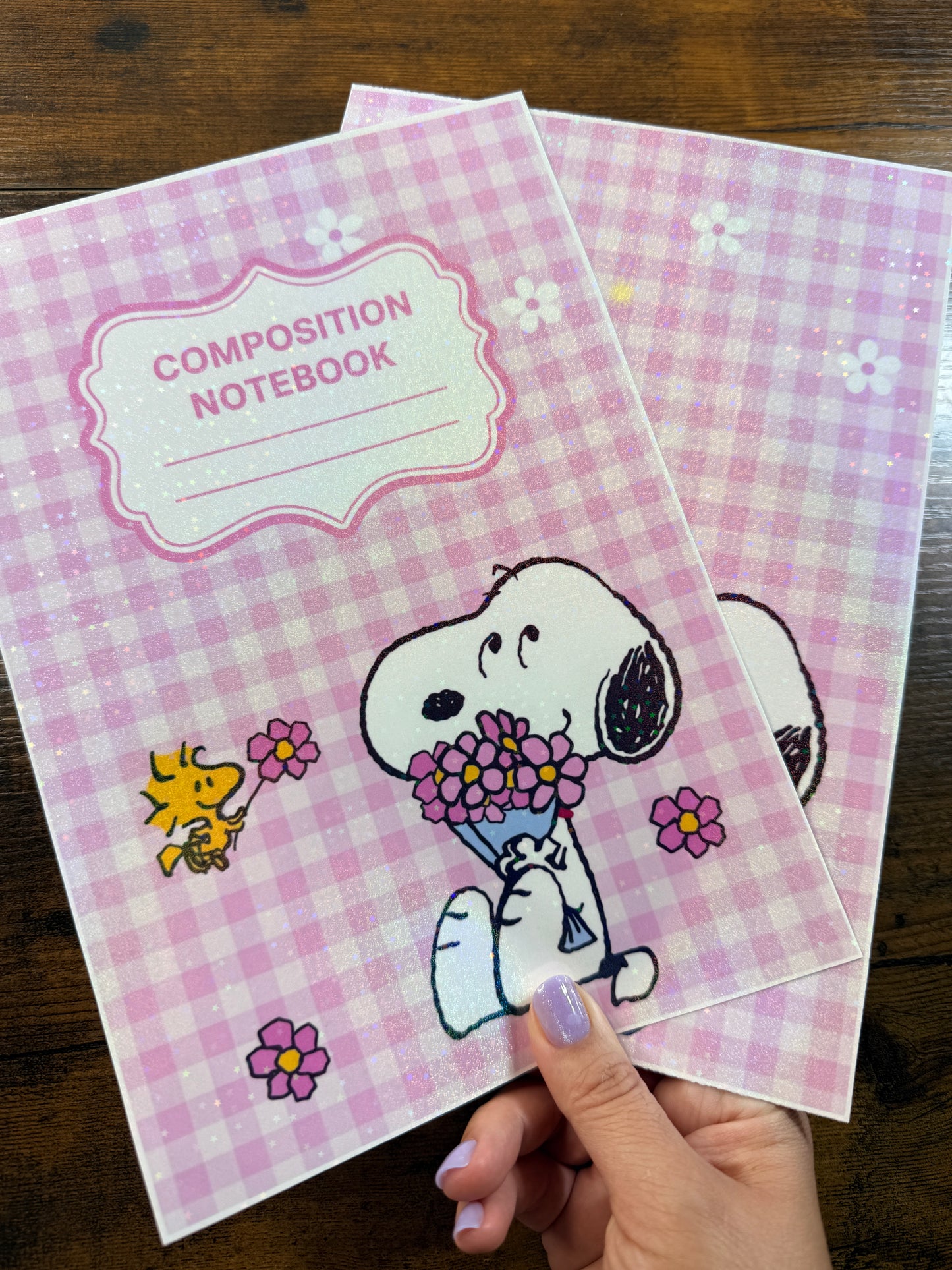 Snoop Pink Flower Bouquet Holographic Notebook Cover