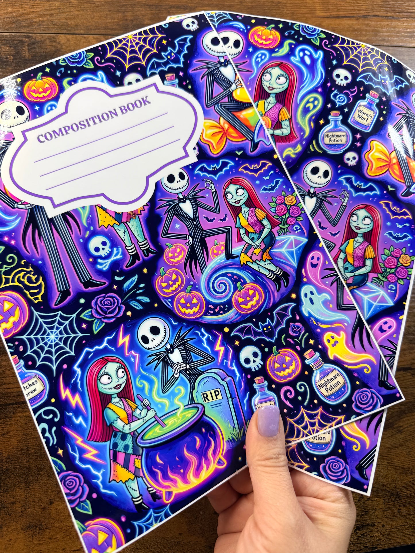 Neon Purple Nightmare Couple Notebook Cover