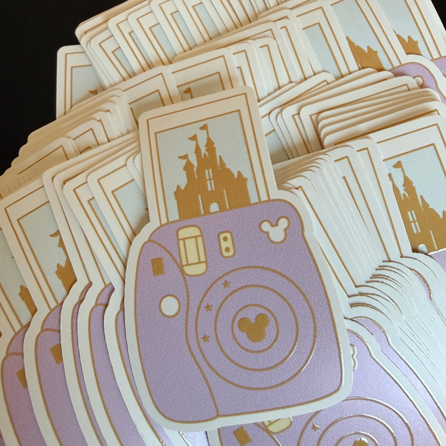 Purple Camera White Vinyl Sticker 2.5"