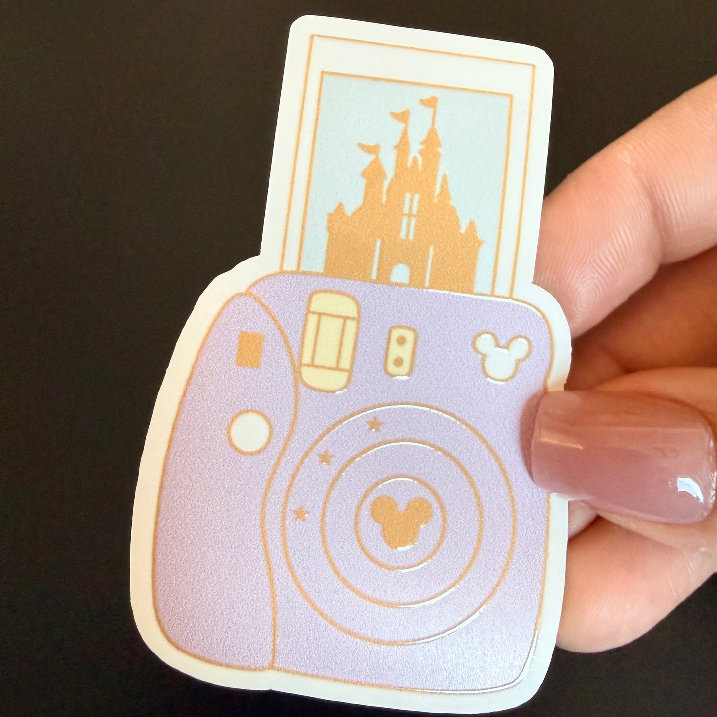 Purple Camera White Vinyl Sticker 2.5"