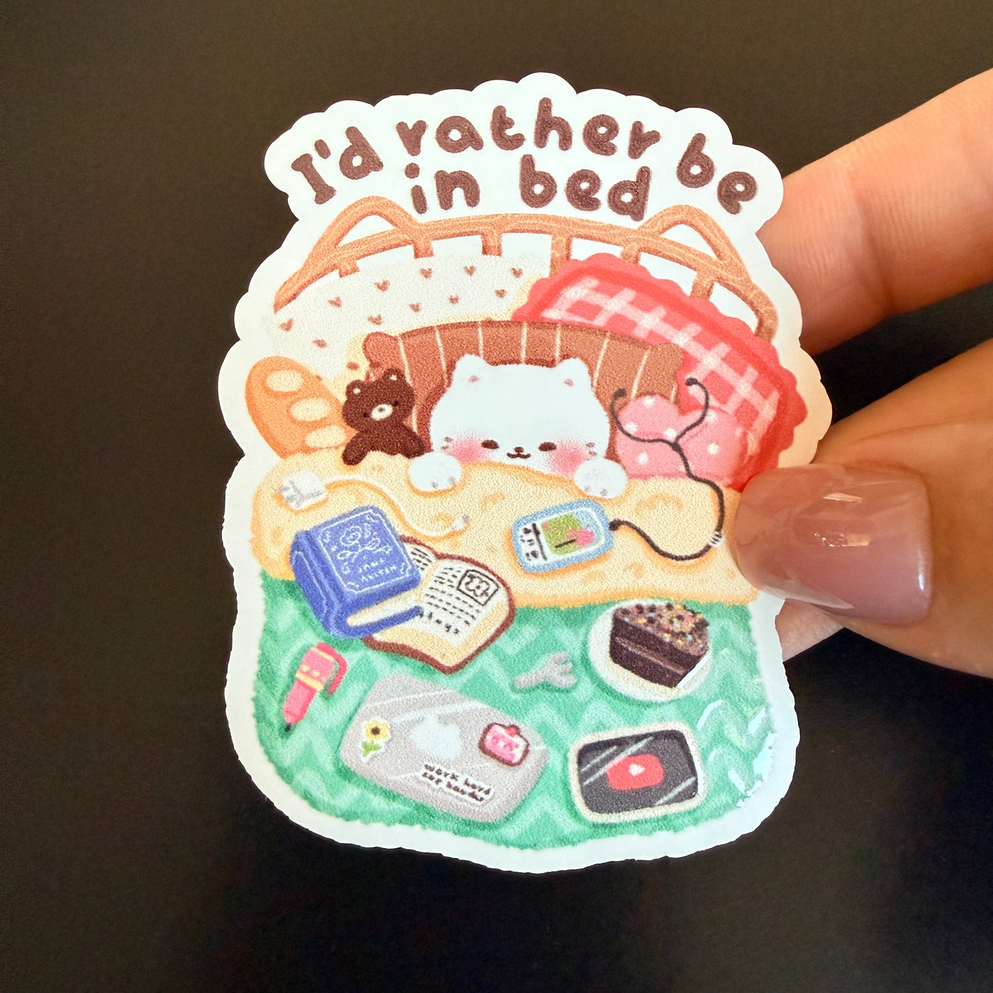 I’d Rather Be in Bed White Vinyl Sticker