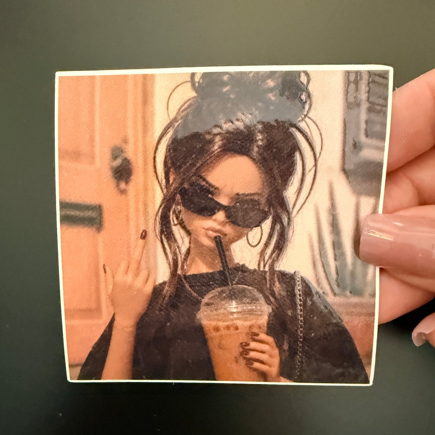 Barb Middle Finger White Vinyl Sticker