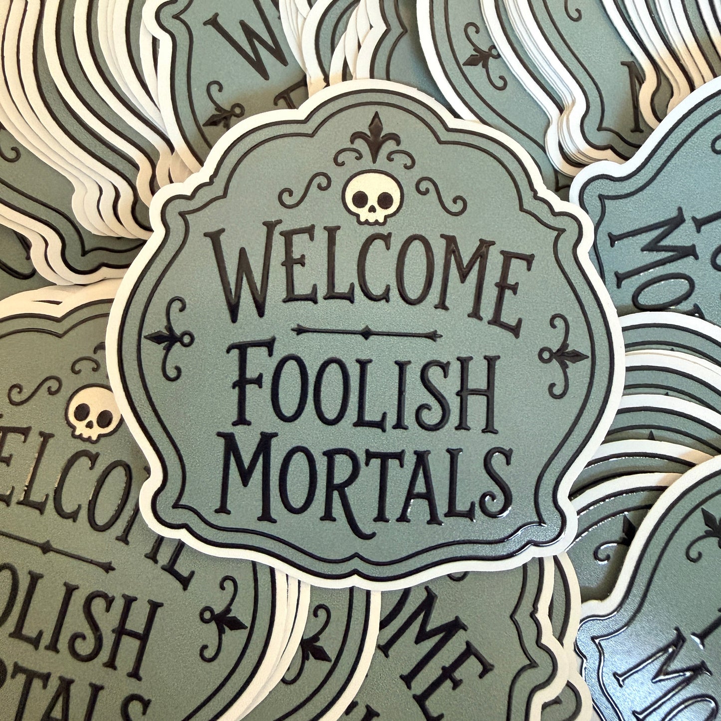 Welcome Mortals White Vinyl Sticker