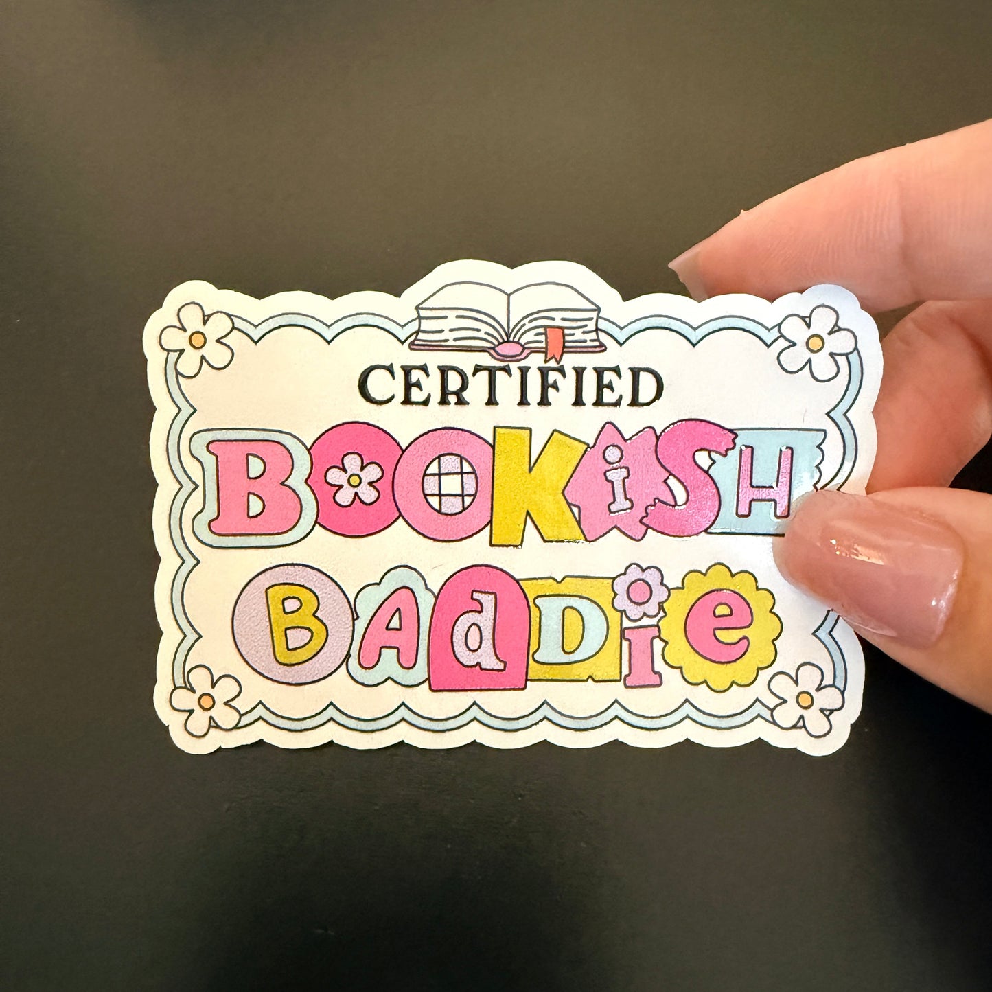 Certified Bookish Baddie White Vinyl Sticker
