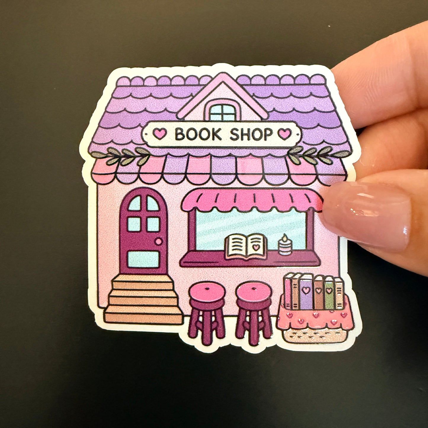 Book Shop Store White Vinyl Sticker 2.5"