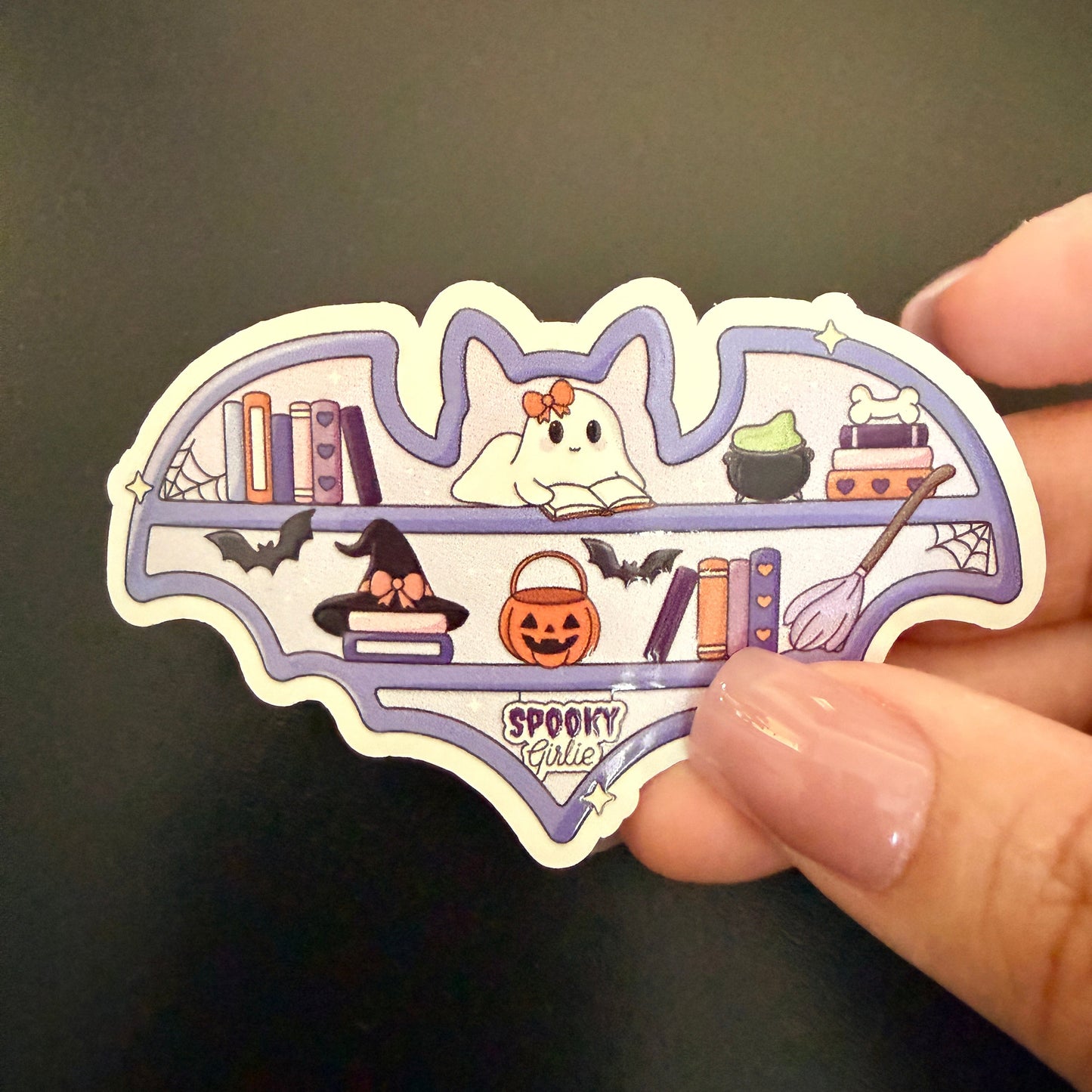 Bat Shelf White Vinyl Sticker