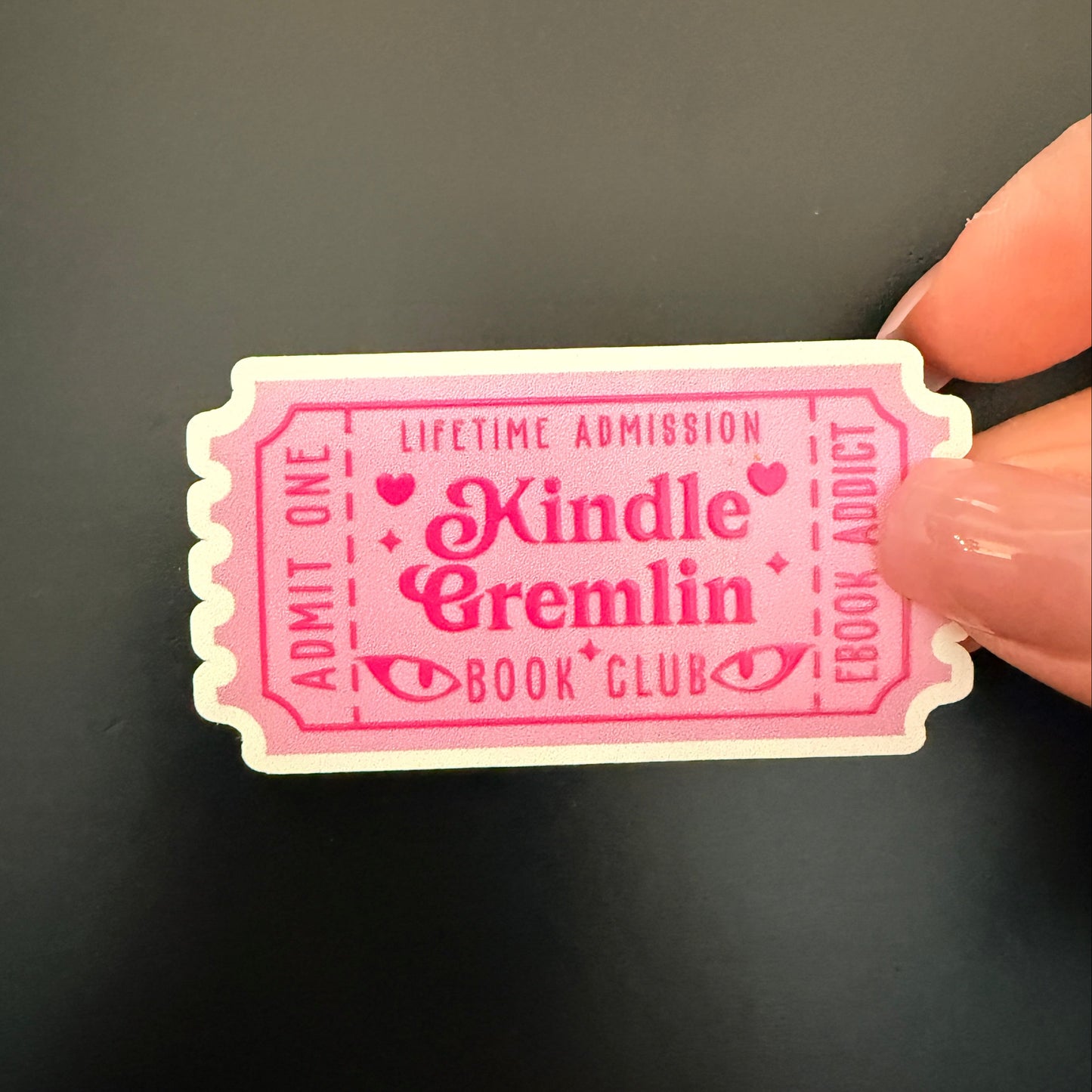 Kindle Gremlin Ticket White Vinyl Sticker 2.5"