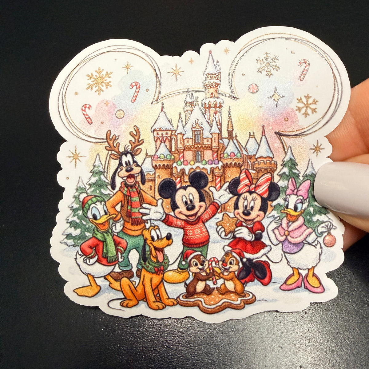 Mouse Friends Christmas White Vinyl Sticker