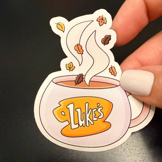 Luke Purple Mug White Vinyl Sticker