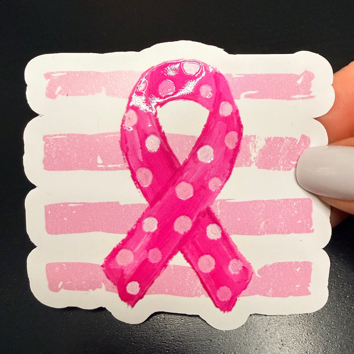 Pink Ribbon White Vinyl Sticker
