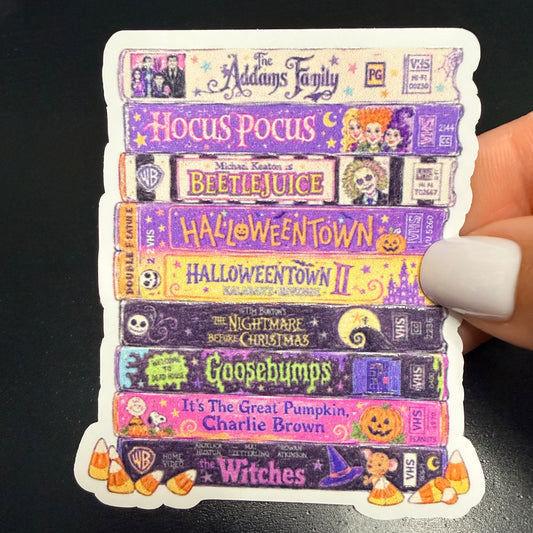 Old Halloween Movies White Vinyl Sticker