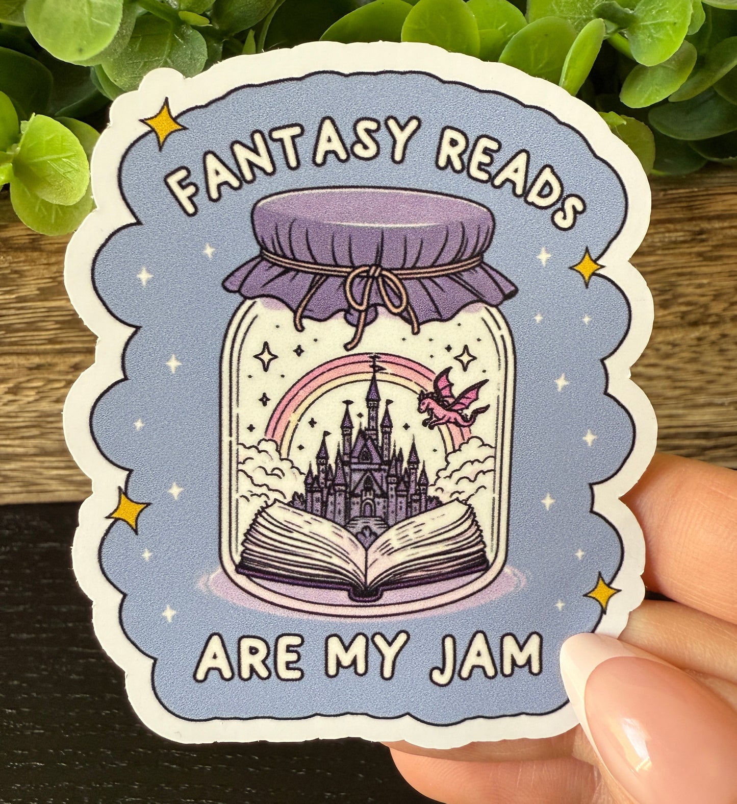 Fantasy Reads Are My Jams White Vinyl Sticker 3"