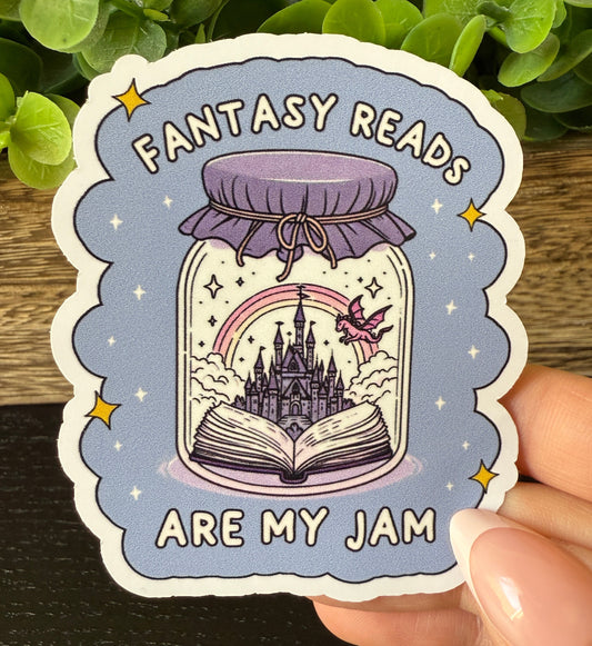 Fantasy Reads Are My Jams White Vinyl Sticker 3"