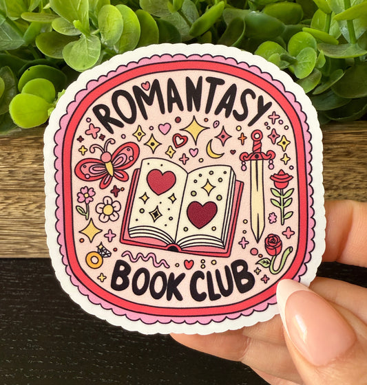 Romantacy Book Club White Vinyl Sticker 3"