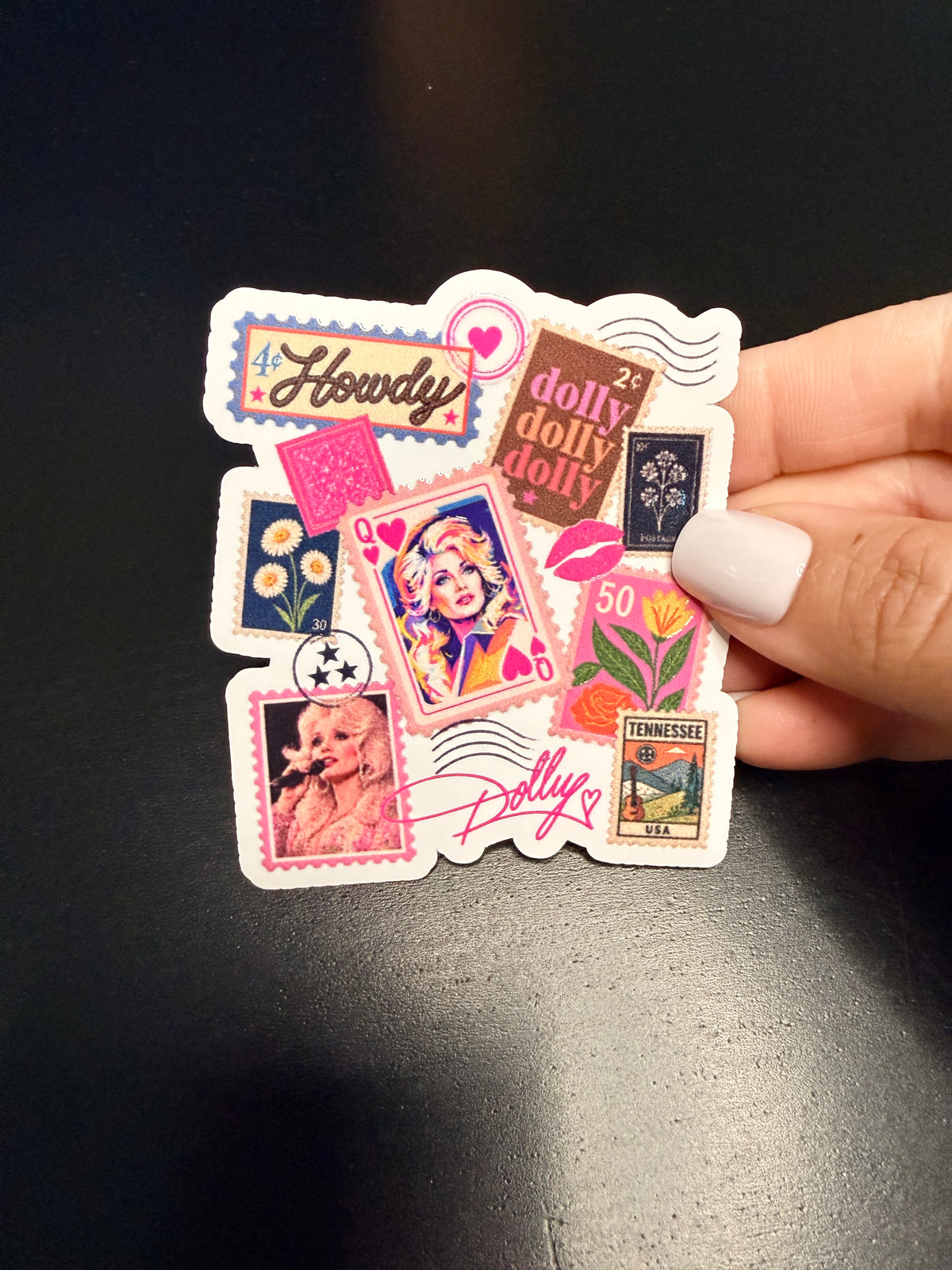 Dolly Stamps White Vinyl Sticker