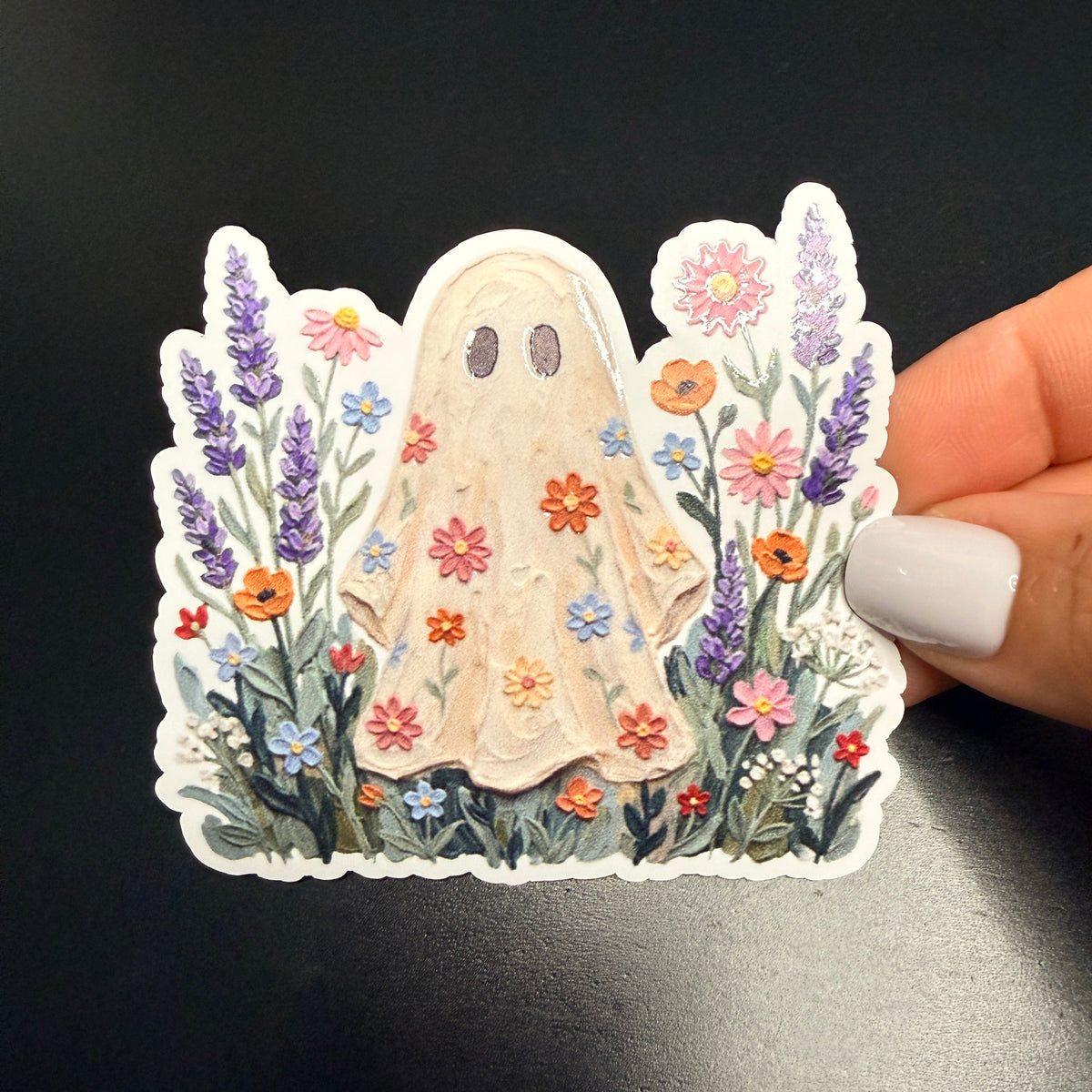 Wildflower Ghostie White Vinyl Sticker