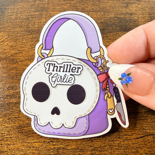 Thriller Girlie Bag White Vinyl Sticker 2.5"