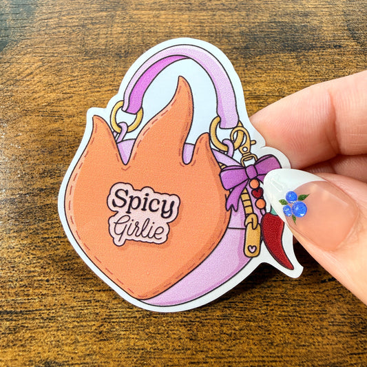 Spicy Girlie Bag White Vinyl Sticker 2.5"