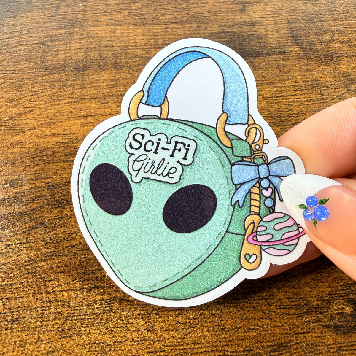 Sci-Fy Girlie Bad White Vinyl Sticker 2.5"