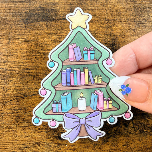 Shelf Christmas Tree White Vinyl Stickers