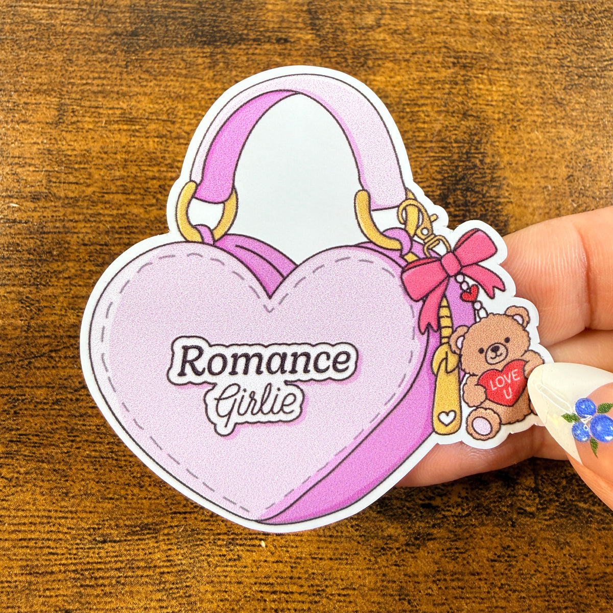 Romance Girlie Bag White Vinyl Sticker 2.5"