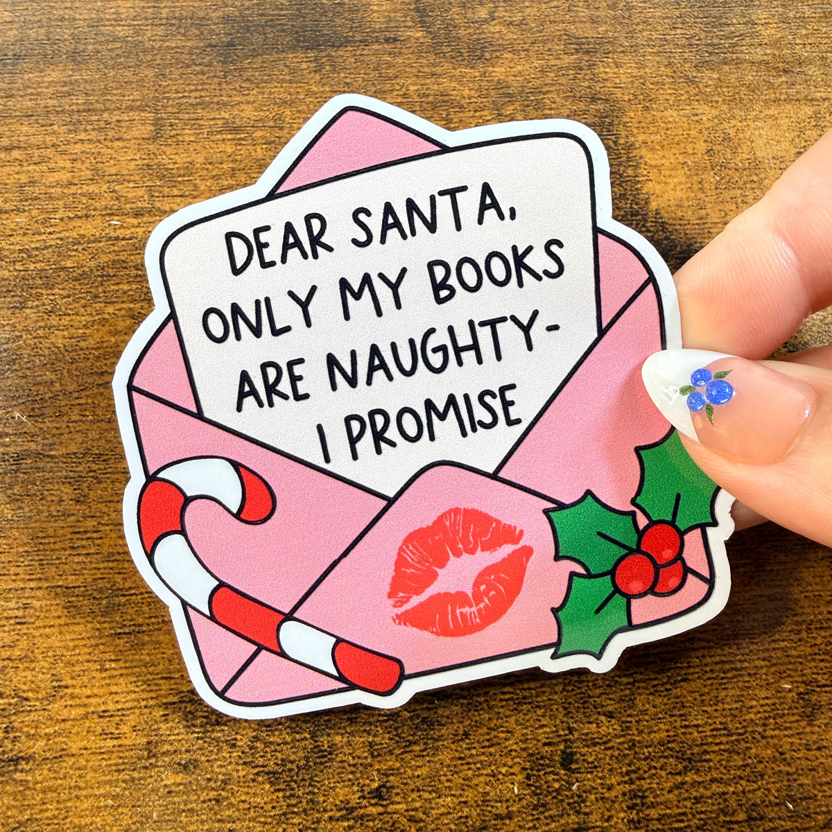 Dear Santa Only My Books are Naughty White Vinyl Stickers