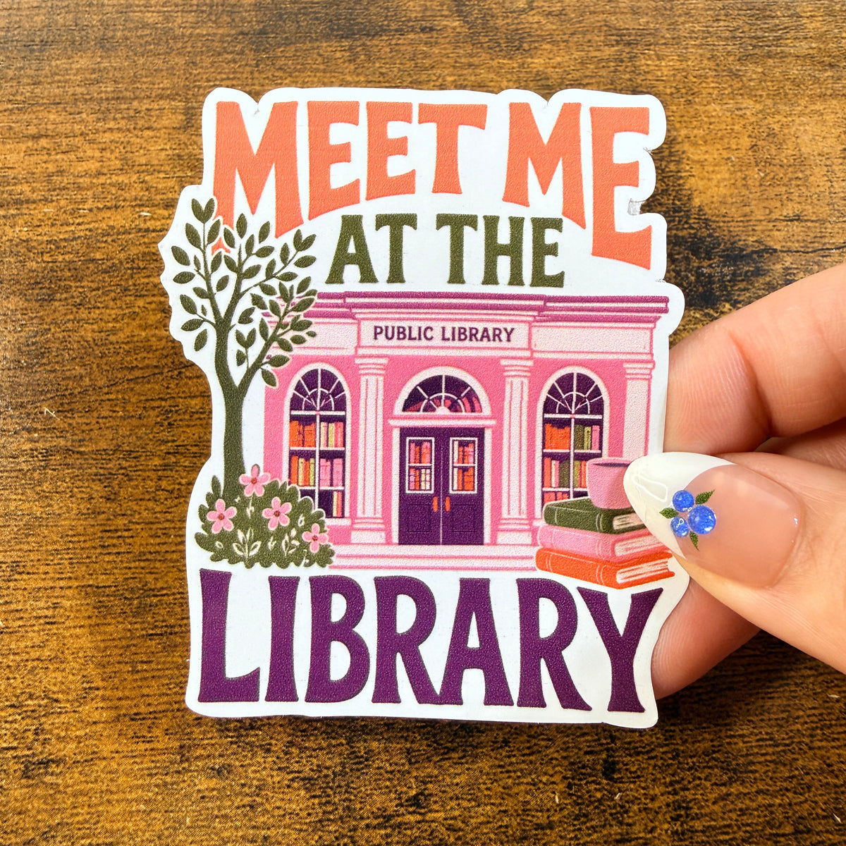 Meet Me at The Library White Vinyl Sticker