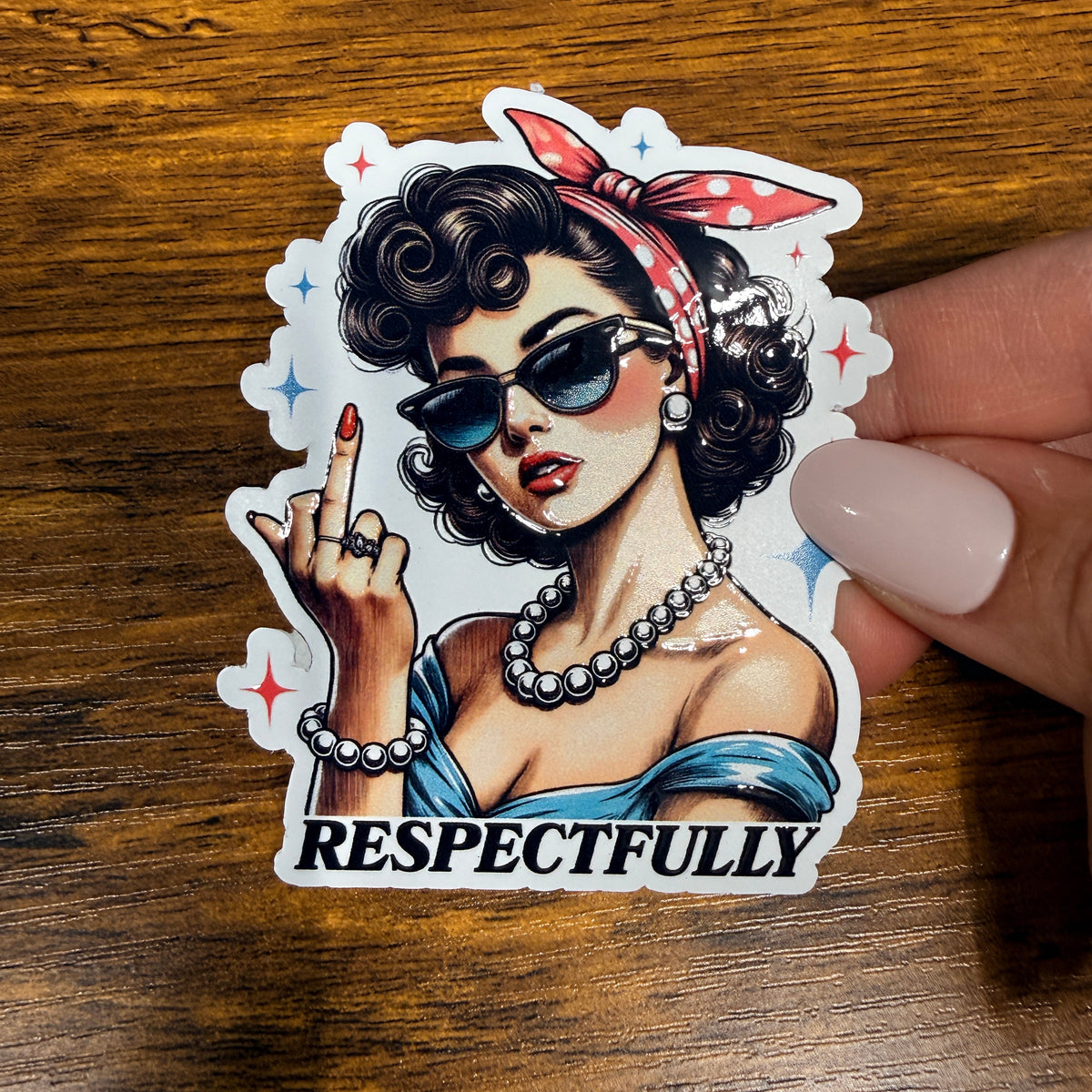 Respectfully Middle Finger Vinyl Stickers