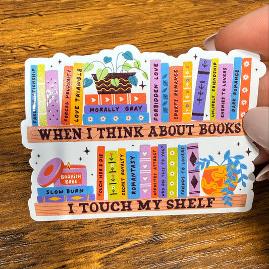 When I Think About Books White Vinyl Stickers